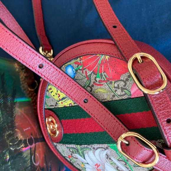 Gucci Ophidia GG Flora Mini Backpack In Red Leather - Picture 10 of 11